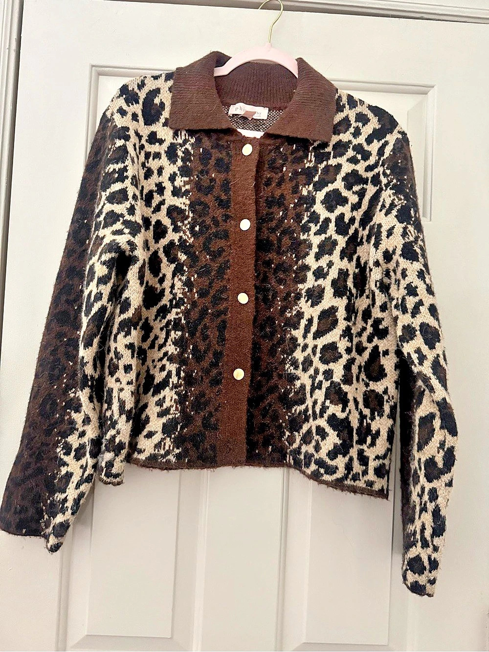 Philosophy Leopard Print Cropped Sweater Size XL